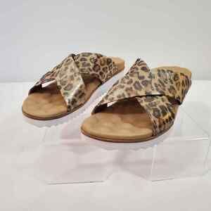 Walking Cradles Sandals Women's 8.5 Hudson Metallic Leopard Leather Slip On New